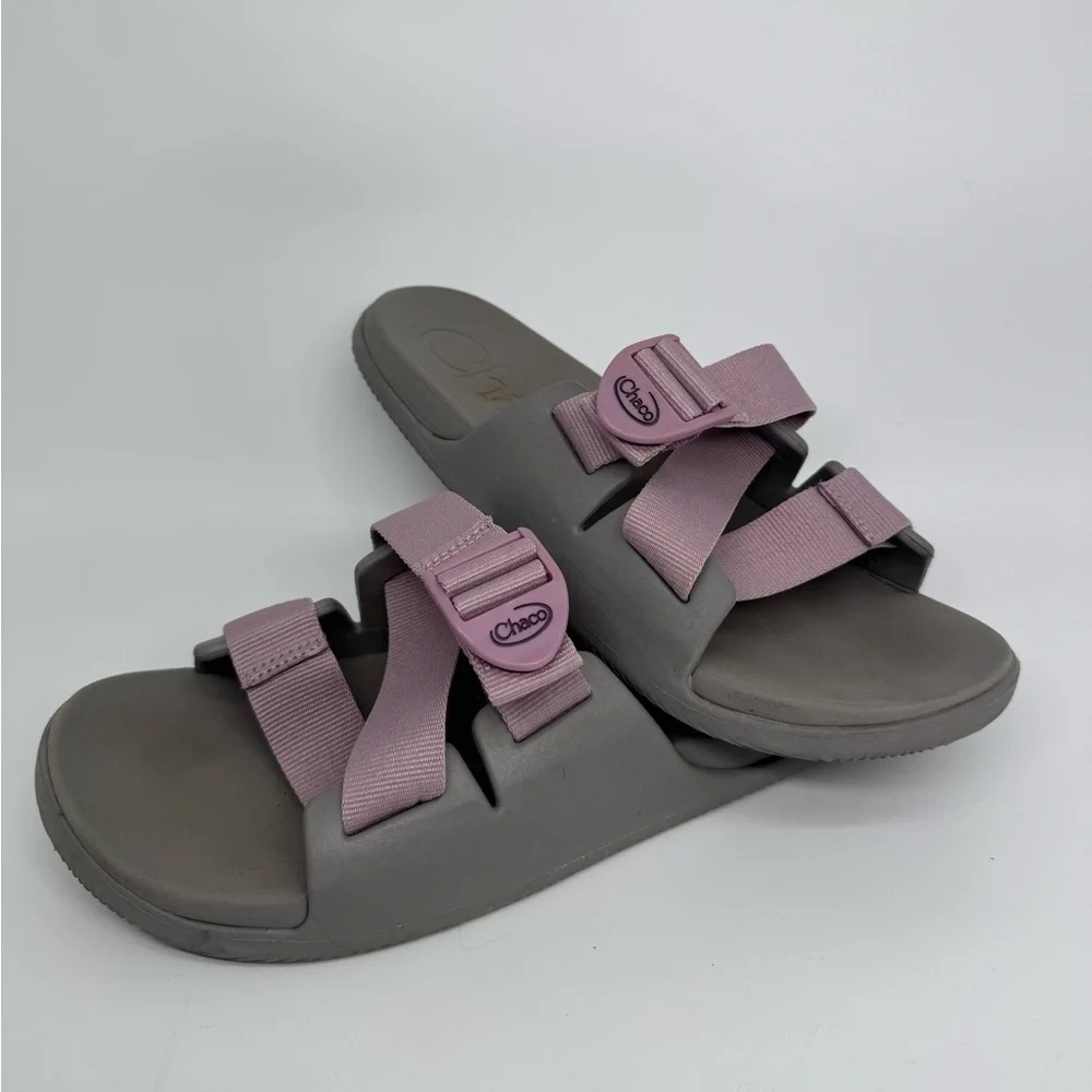 Chaco Women's Chillos Slide Slip On Sandals Gray +  Mauve Gorpcore Summer Size 8